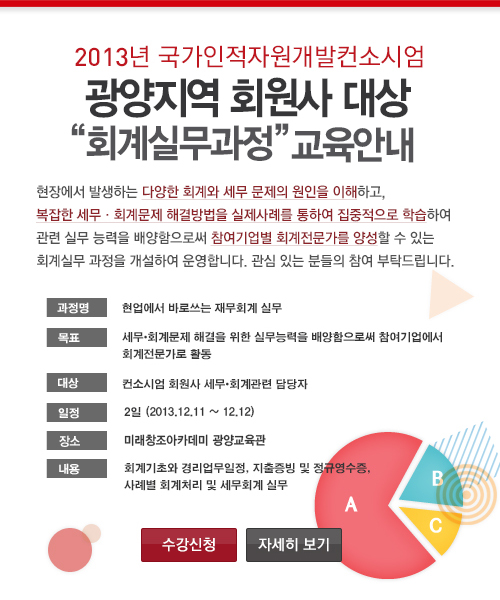 2013년 국가인적자원개발컨소시엄 회계실무과정 교육안내